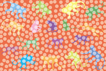 カラフルな猿のシルエット入り壁紙背景