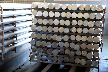 Aluminium bars made from melted aluminium.
