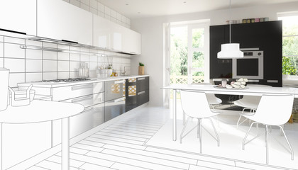 Cute designed kitchen (drawing)