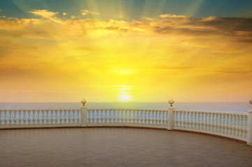 sea, sunrise and the beautiful promenade