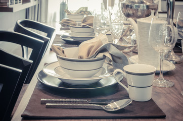 luxury table set on dinning table