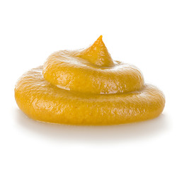 Handful mustard sauce isolated on white background.