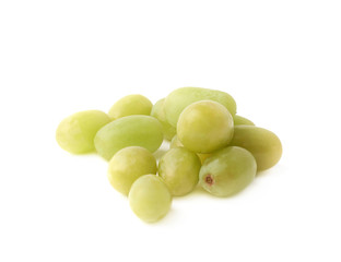 Pile of multiple white grapes isolated