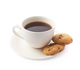 Cup of coffee and cookies composition