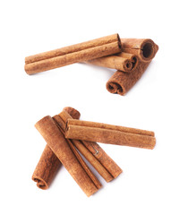 Pile of cinnamon sticks isolated