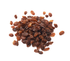 Pile of multiple raisins isolated