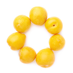 Yellow plums composition isolated
