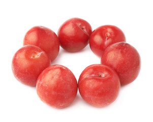 Red plums composition isolated