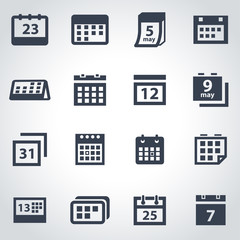Vector black calendar icon set