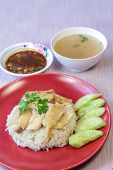 Steamed chicken with rice - Food Staple, Hainanese, Singapore.