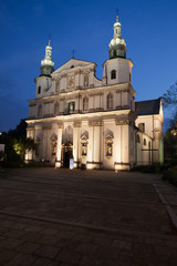 Fototapeta na wymiar Bernandine Church at Night in Krakow