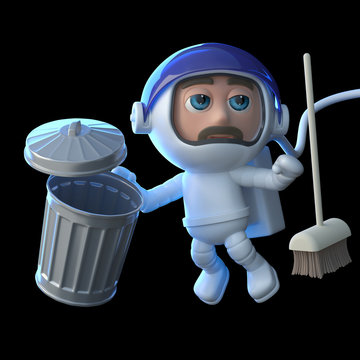 3d Astronaut cleans up space