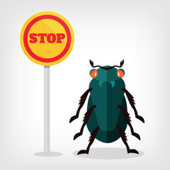 Stop insects vector flat illustration