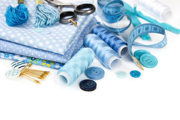Materials and accessories for sewing - obrazy, fototapety, plakaty