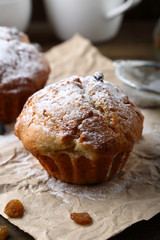 Sweet muffins with raisins