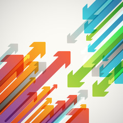 Abstract vector background of different color arrows. Design con
