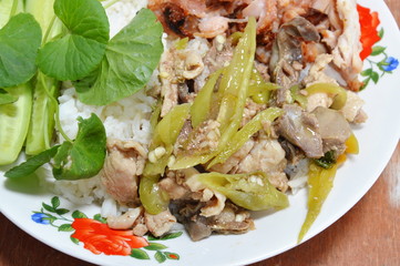 fried chicken innards in sweet pepper