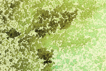 Green ink stains on paper texture.
