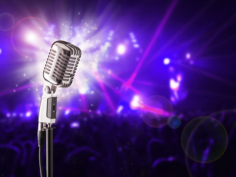 Retro microphone on music concert