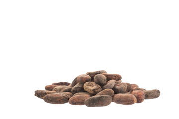 Fototapeta premium Raw cacao beans isolated on white background