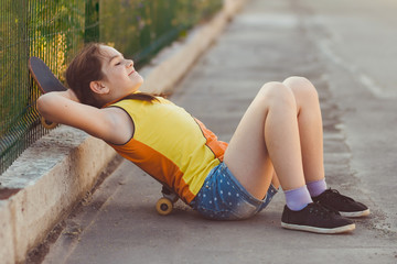 a girl on a skateboard