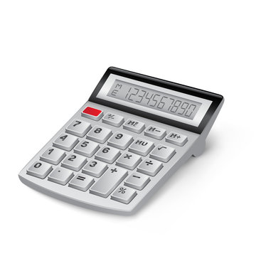 The white calculator on the white background