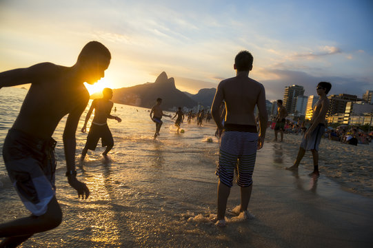Brazil Beach Soccer Sunset on Ipanema Beach