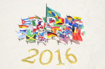2016 Message in Gold Numbers International Flags
