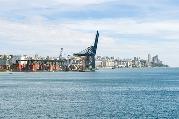 Shipping Port City Skyline Salvador Brazil