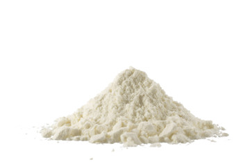 Heap of powdered organic milk isolated on white