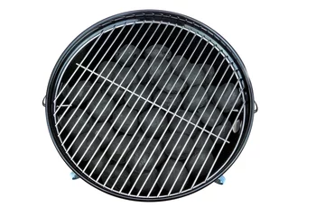 Crédence de cuisine en verre imprimé Grill / Barbecue Videz le nouveau gril de bouilloire de barbecue propre avec l& 39 isolat de briquettes de charbon de bois