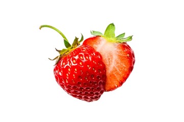 Two half of strawberry isolated on a white background
