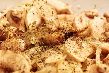 mushrooms with onions