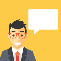 Businessman and speech bubble