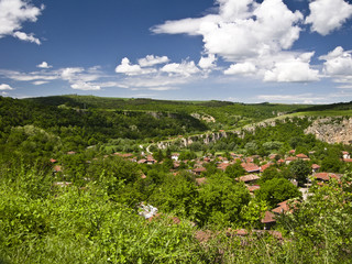 Fototapeta na wymiar View from high to beautiful village Nisovo-Bulgaria