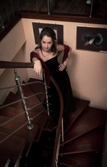 Fototapeta na wymiar aristocratic lady on stairs