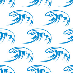 Fototapeta na wymiar Curling sea waves seamless pattern