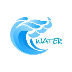 Billowing blue wave or ocean surf