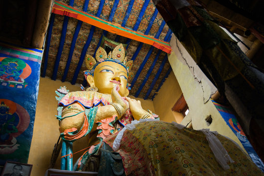 Maitreya buddha statue in Namgyal Tsemo Monastery.