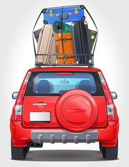 Vector Travel Car - Back view - Visible interior Version