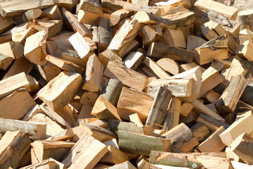 Pile of raw firewood 