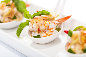 Spicy salad Shrimp with lemon grass and mint