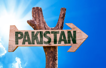 Pakistan wooden sign with a beautiful day