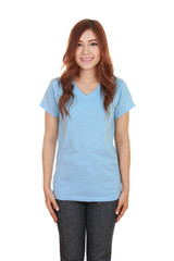 young beautiful female with blank t-shirt