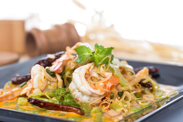 Spicy salad Shrimp with lemon grass and mint