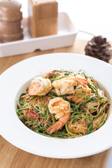 Fried shrimp with the mimosa