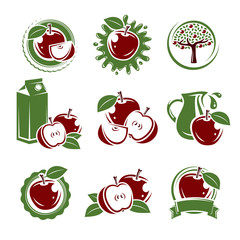 Apple labels and elements set. Vector