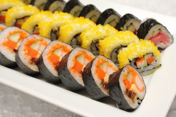 Sushi roll in a plate