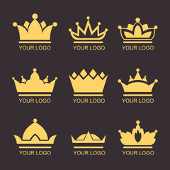 Set of Crowns Icons. flat logo