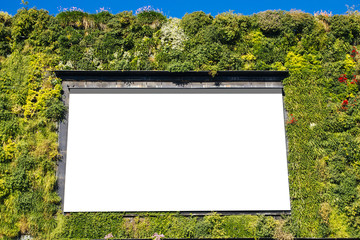 Blank billboard in a green wall